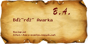 Báró Avarka névjegykártya